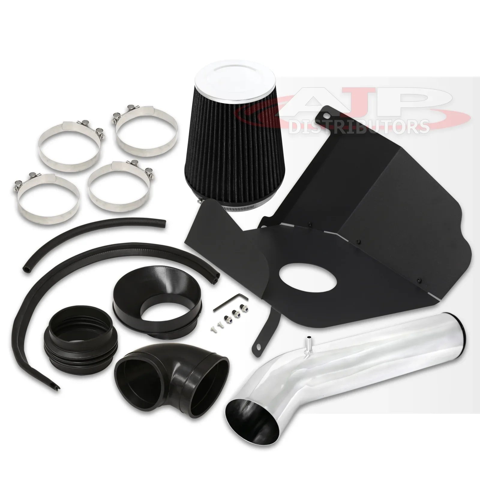 Silverado Distributors XL Filter Induction + Tahoe Intake Compatible/Replacement Aluminum Air GMC Cold Yukon Chevy Sierra Heat V8 Pipe For Avalanche Suburban AJP System Polish Escalade Cadillac Shield