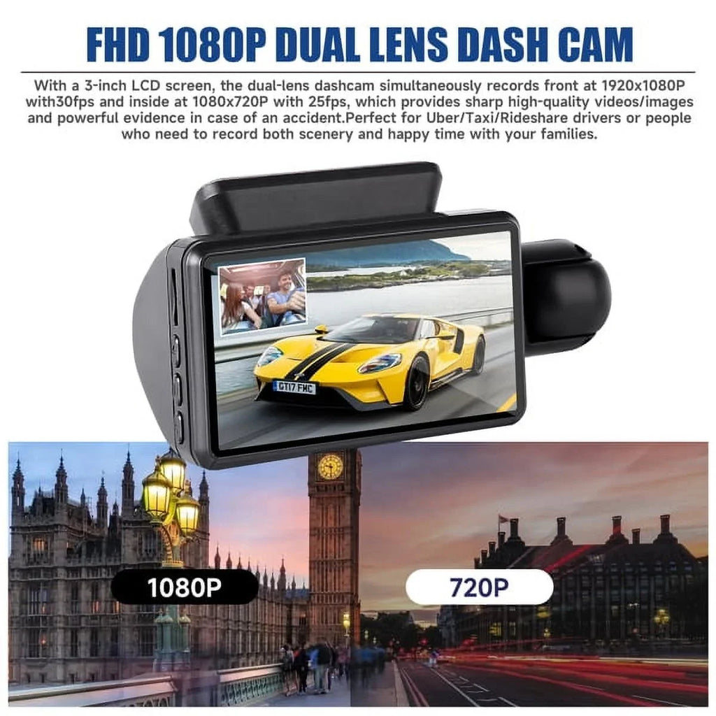 Dash with Wide Rear, SYTHERS 1080P Front Angle Camera Cam 170¡ã Vision Dash Night and
