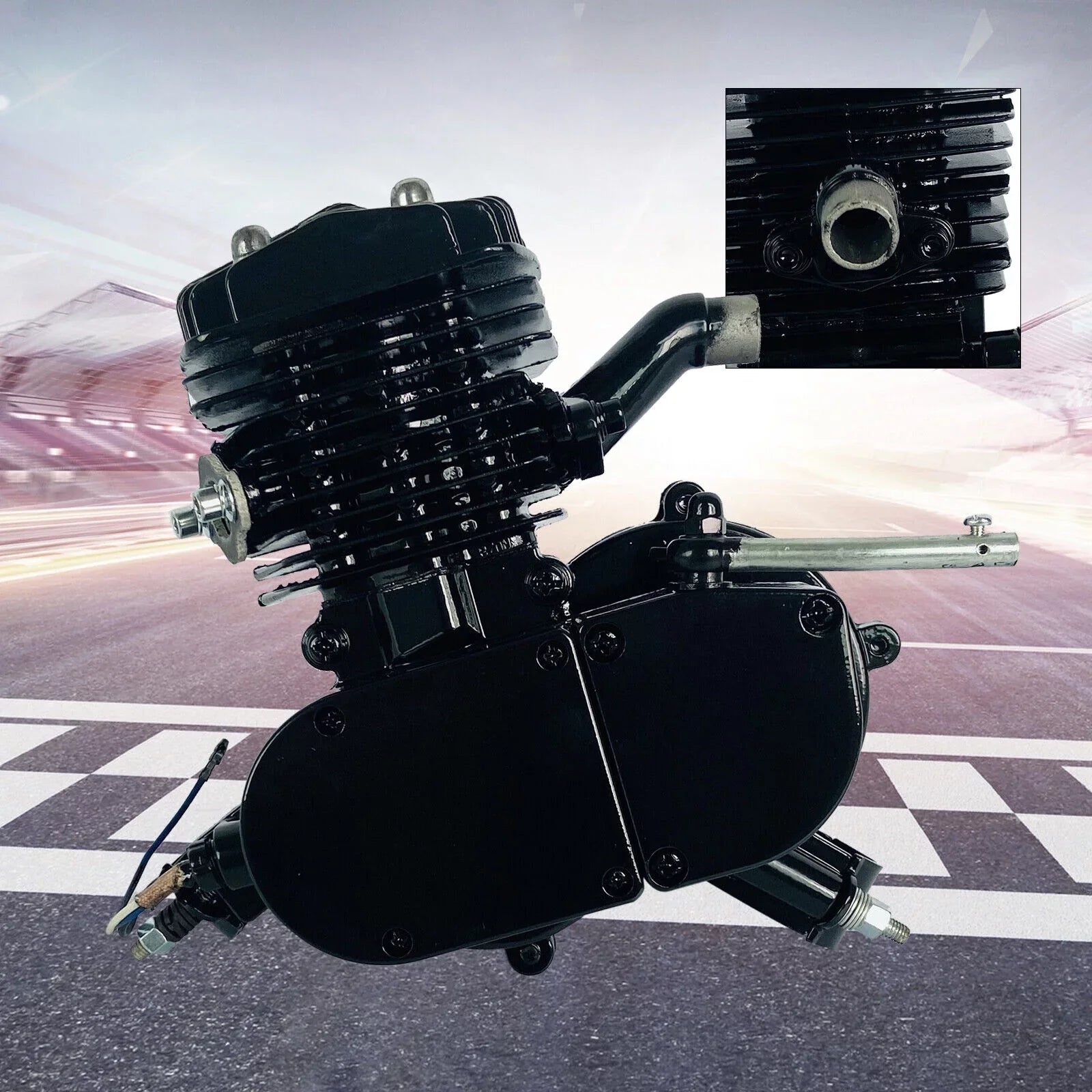 Motor Bicycle Air-Cooled Engine Bike Black Gas Petrol 2-Stroke 80cc Full Motorized Miumaeov Single Assembled Cylinder