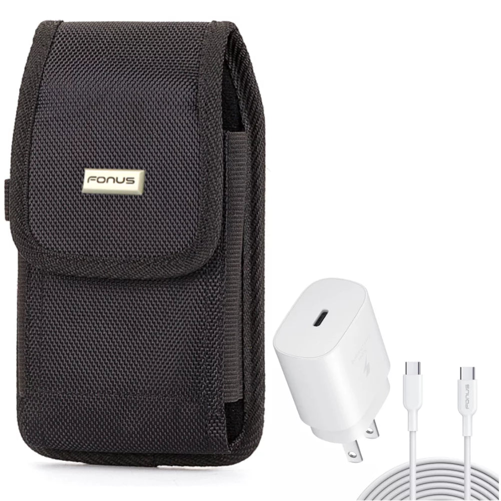 for 6 Smart3 K92 Z4 Play - w - PD Type-C LG One Cable Holster 4 Fast Belt 10ft 4 Clip 25W 5G, Stylo Z3 Home Zoom, Motorola Plus, Harmony Case USB-C Rugged 5 Lively Moto Jitterbug Charger