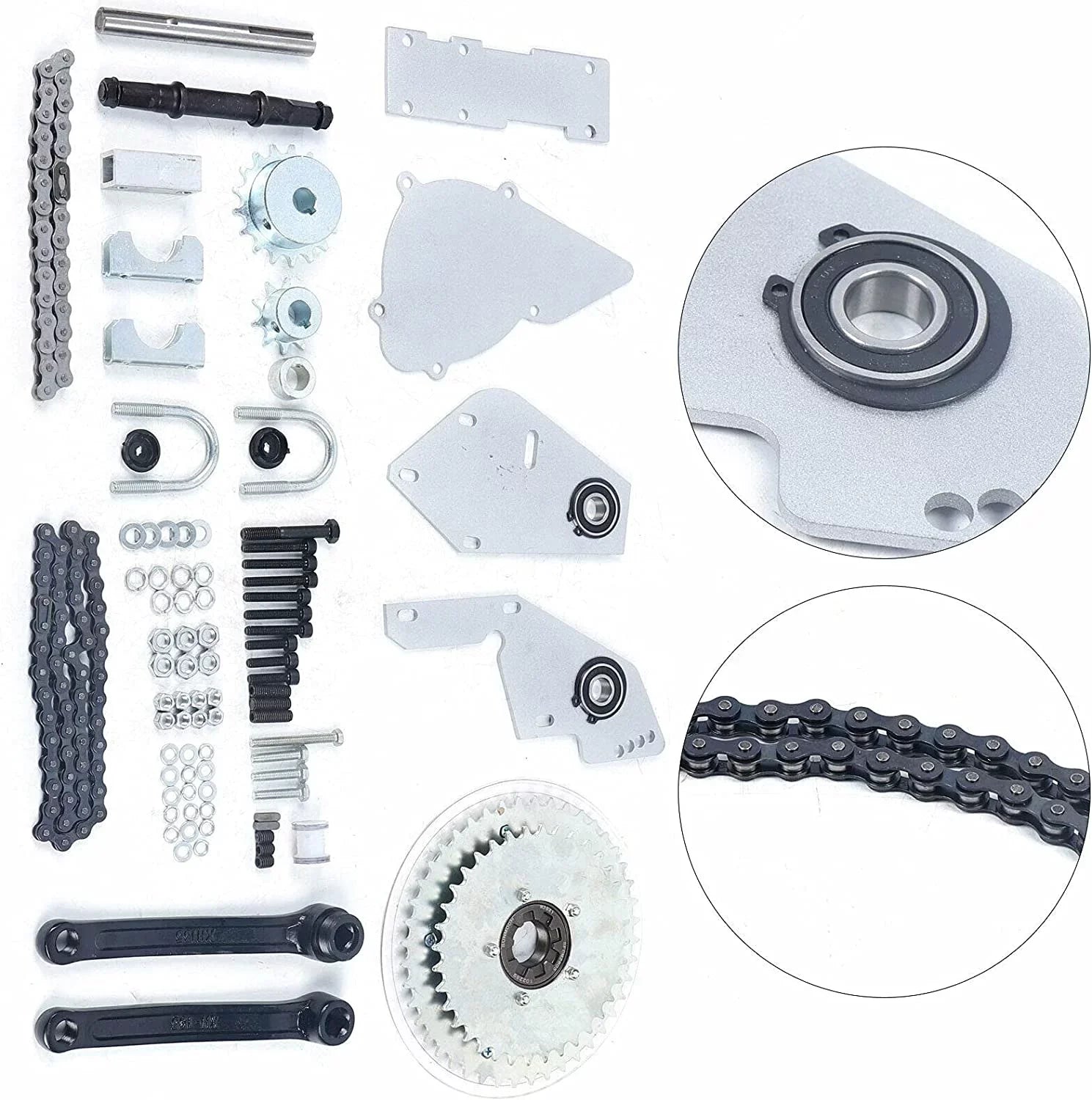 Set Bike 2-Stroke 415 Chain for Jackshaft Conversion Silver Gas Motorcycles Shifter Kit