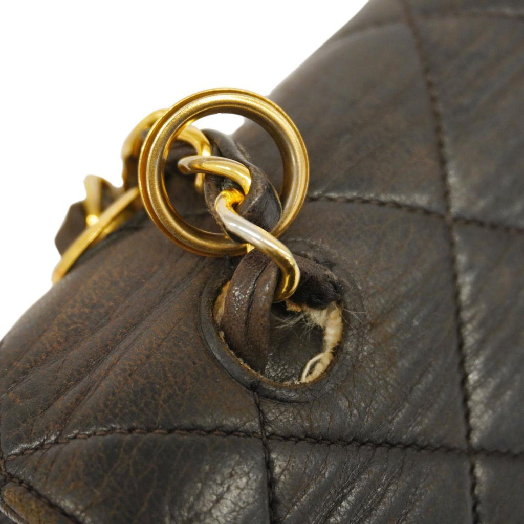 Women's Bag Matelasse Shoulder (Good) Pre-Owned Lambskin Double Chain Black W Face Chanel