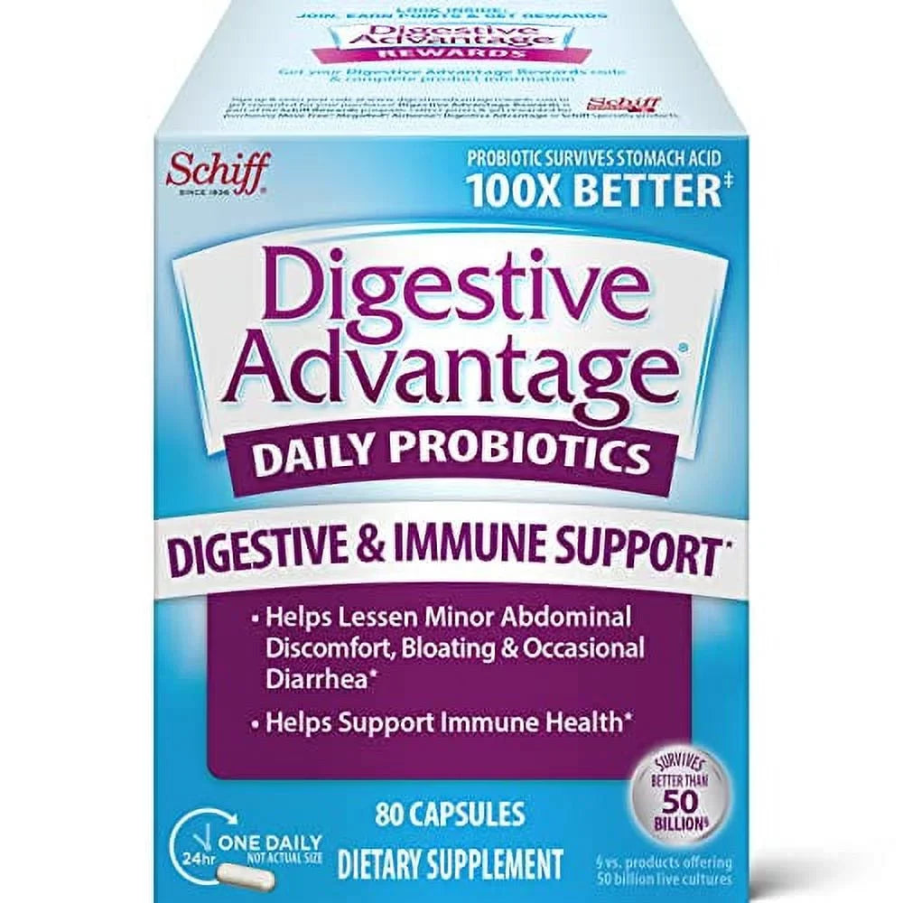 & Health, & Abdominal Minor Women Digestive Gut Advantage Occasional For For Digestive Probiotics Support For Discomfort Probiotics Health, 80ct Capsules Men, Daily Bloating,
