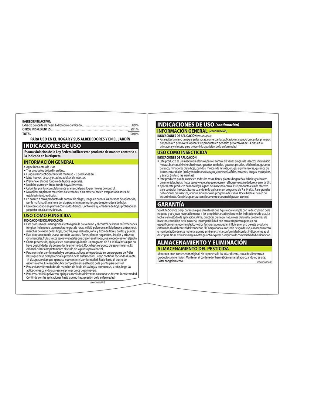 2 Oil Pack Ready-to-Use 24-Ounce, Disease of 706250A Control, and Neem Natria Pest