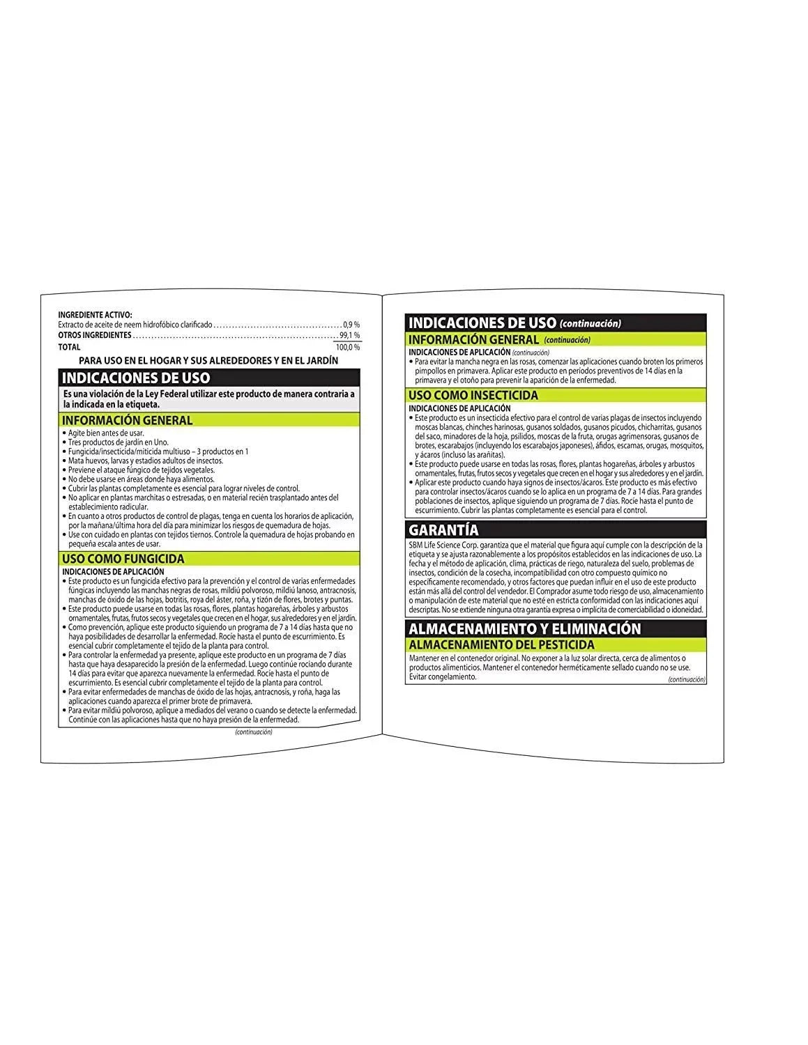 2 Oil Pack Ready-to-Use 24-Ounce, Disease of 706250A Control, and Neem Natria Pest