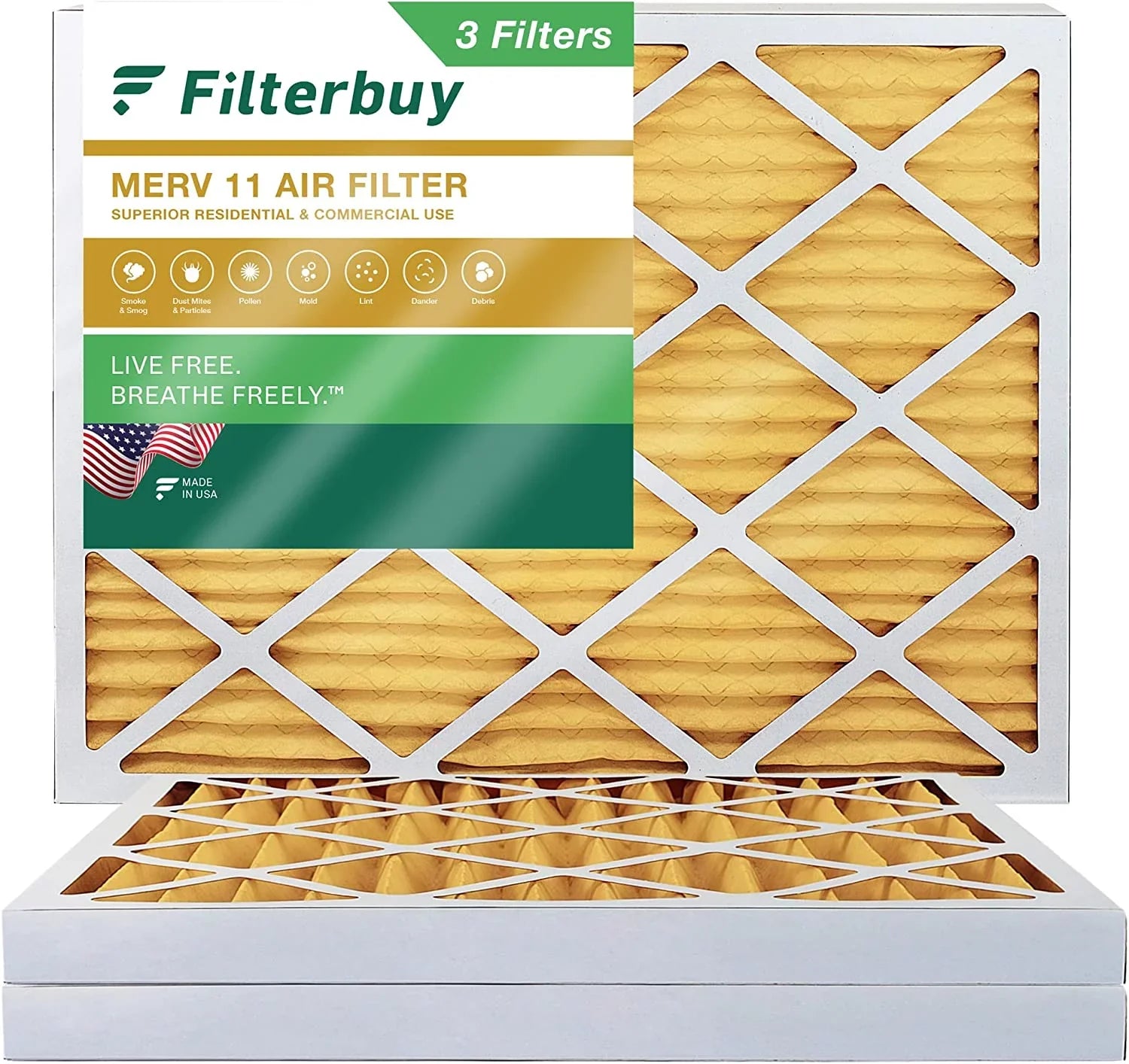 18x25x2 (3-Pack) HVAC AC Pleated Filters Filterbuy Furnace 11 Air MERV