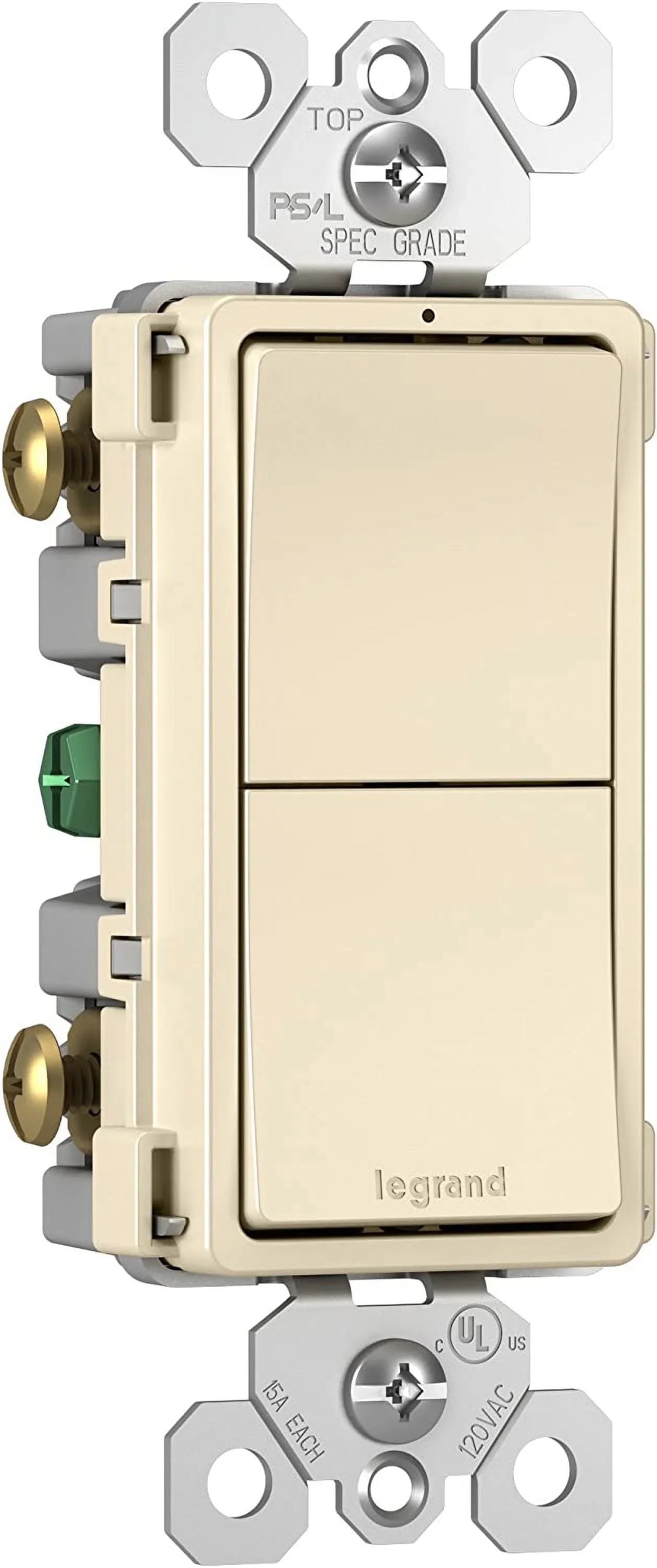 Quantity 6 - Radiant Pass 15A, Light Switch, RCD11LACC6 Seymour Legrand & 2 Single-Pole Almond