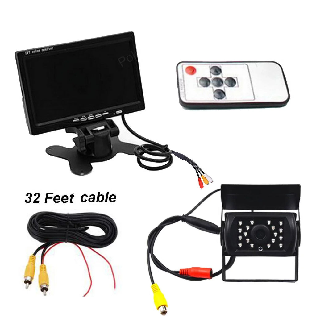 Van RV Car feet Truck for cable Car Monitor Bus parking system TFT camera IR with reverse Vision+32 7inch LCD 12V/24V Night 18 LED