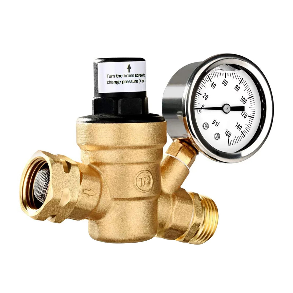 with Screened Durable Brass Inlet Filter Pressure RV System Valve Regulator Water for Plumbing Ideal Yabuy