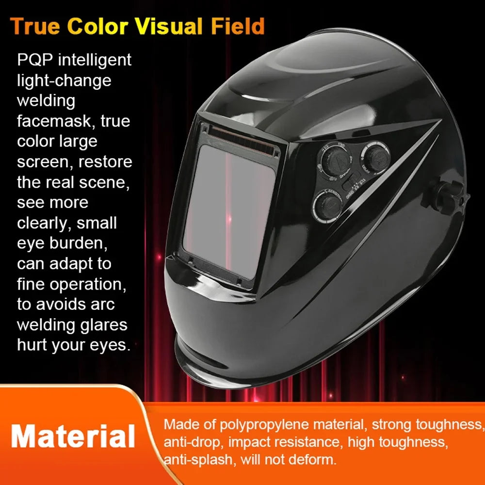 Color Facemask Grinding Resistant Temperature Large Welding Automatic Cutting Dimming View Solar True 130â?High for Welding Auto Charging Facemask Welding Yabuy Arc Darkening