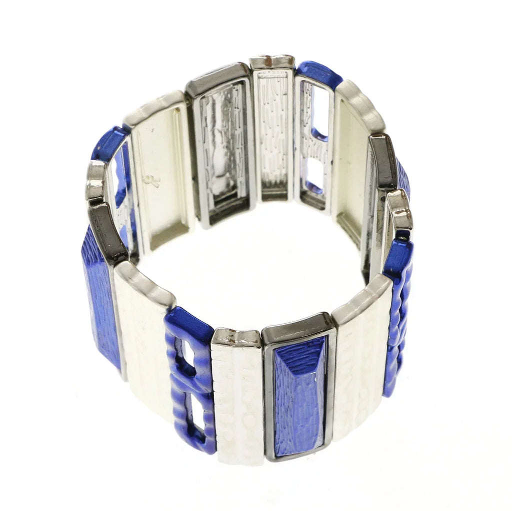 Blue Erica Stretch-Bracelet & Designer Lyons Silver-Tone