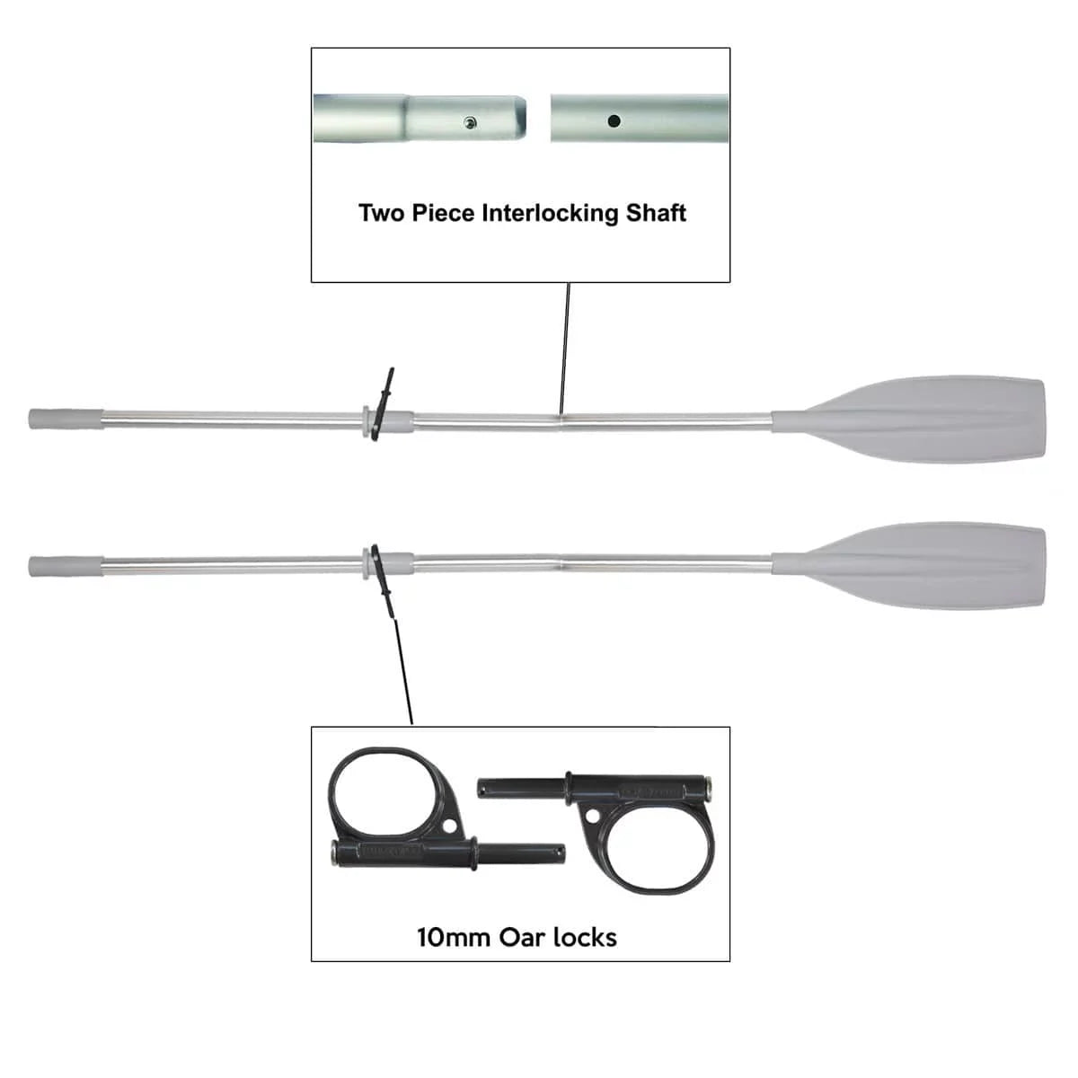Detachable 6" Kayak - 2 Piece / 6' Stops Length Oars with Pair - - Locks Oceansouth Shaft - with Split Aluminum Canoe