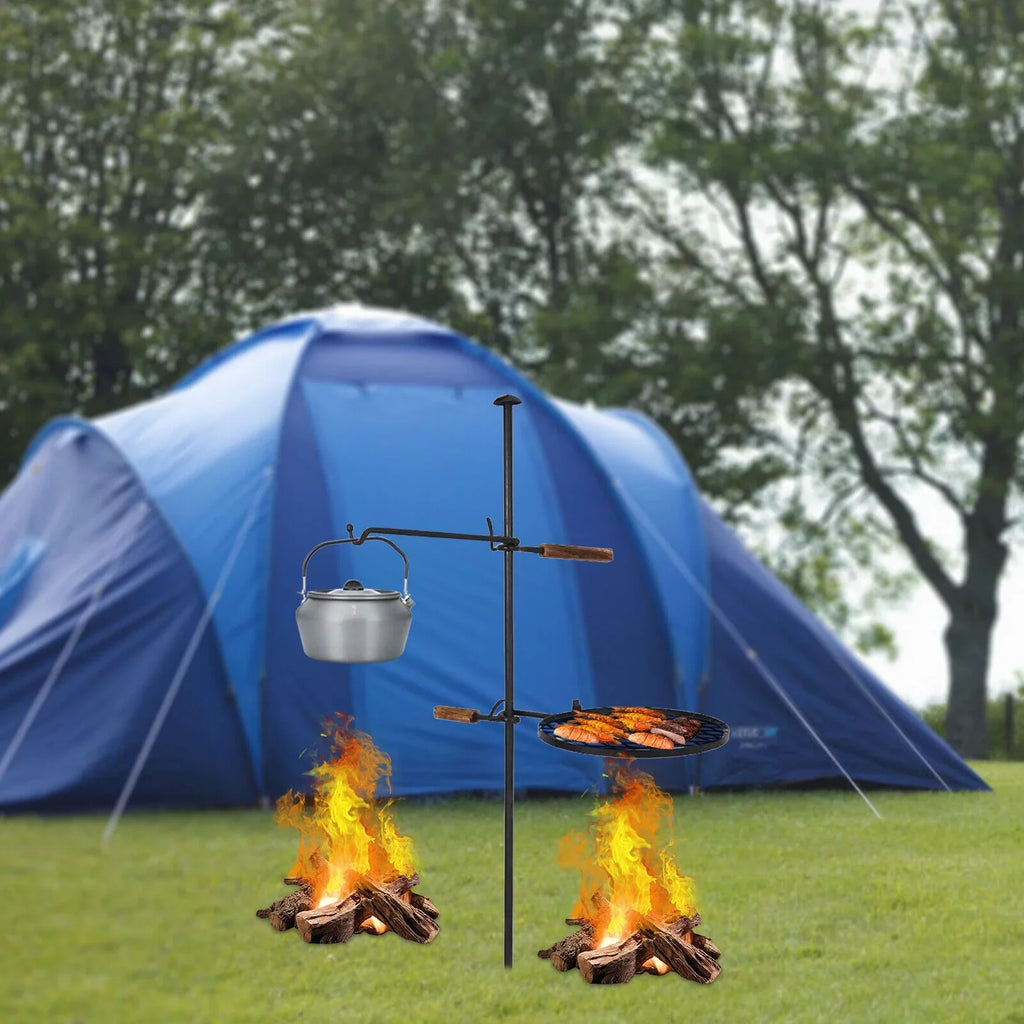 Outdoor Camping in1 BBQ Charcoal Grill Grill Swivel Fire Grill Adjustable Pit 2