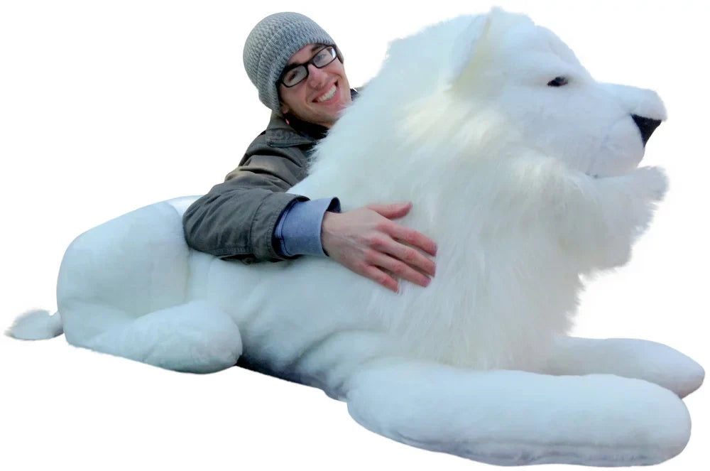 American in WHITE Stuffed the Inches Giant Made Lion USA America Soft Made 48