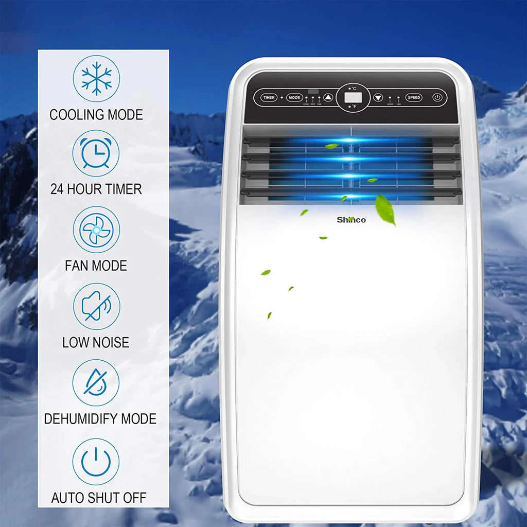 Portable AC 8,000 Unit, Fan and Dehumidifier, 200 for SqFt Shinco BTU Rooms