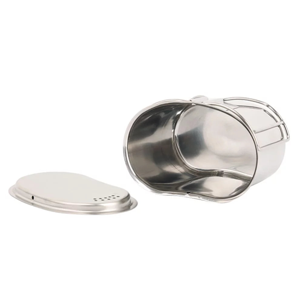 Stove Steel Pot with and Wood Kitchenware - Set Lixada for Survival Canteen Cup Stainless Hanging Camping