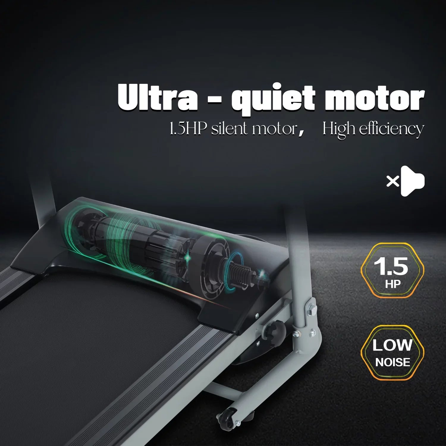 1.5HP Inolait Electric Black Machine, Folding Treadmill Running
