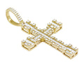 Gold Cross Baguette Gold Diamond 10K 1.5" 2.75CT-Yellow