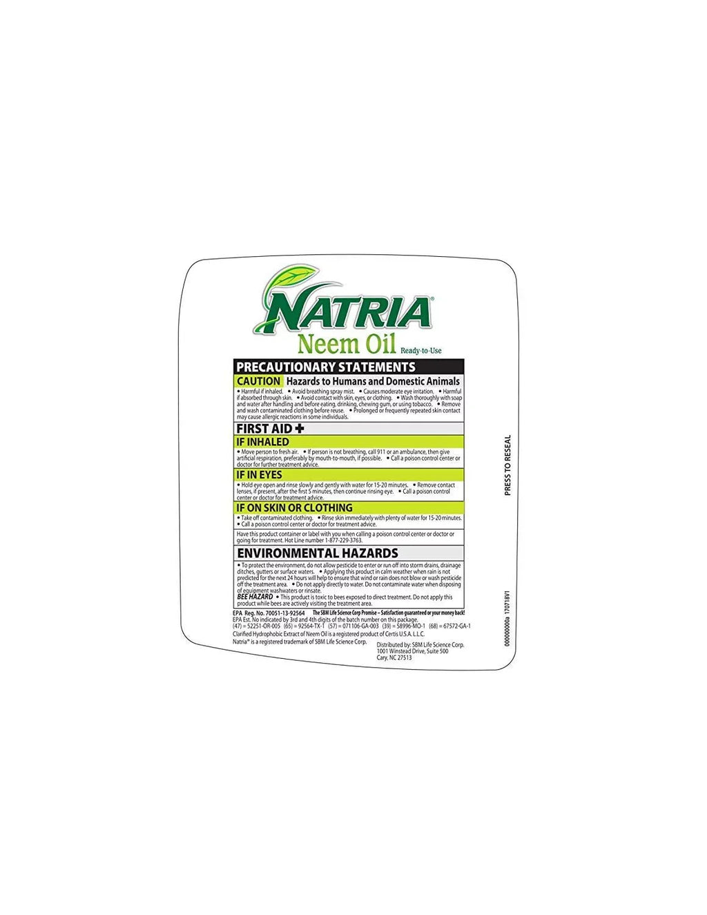 2 Oil Pack Ready-to-Use 24-Ounce, Disease of 706250A Control, and Neem Natria Pest