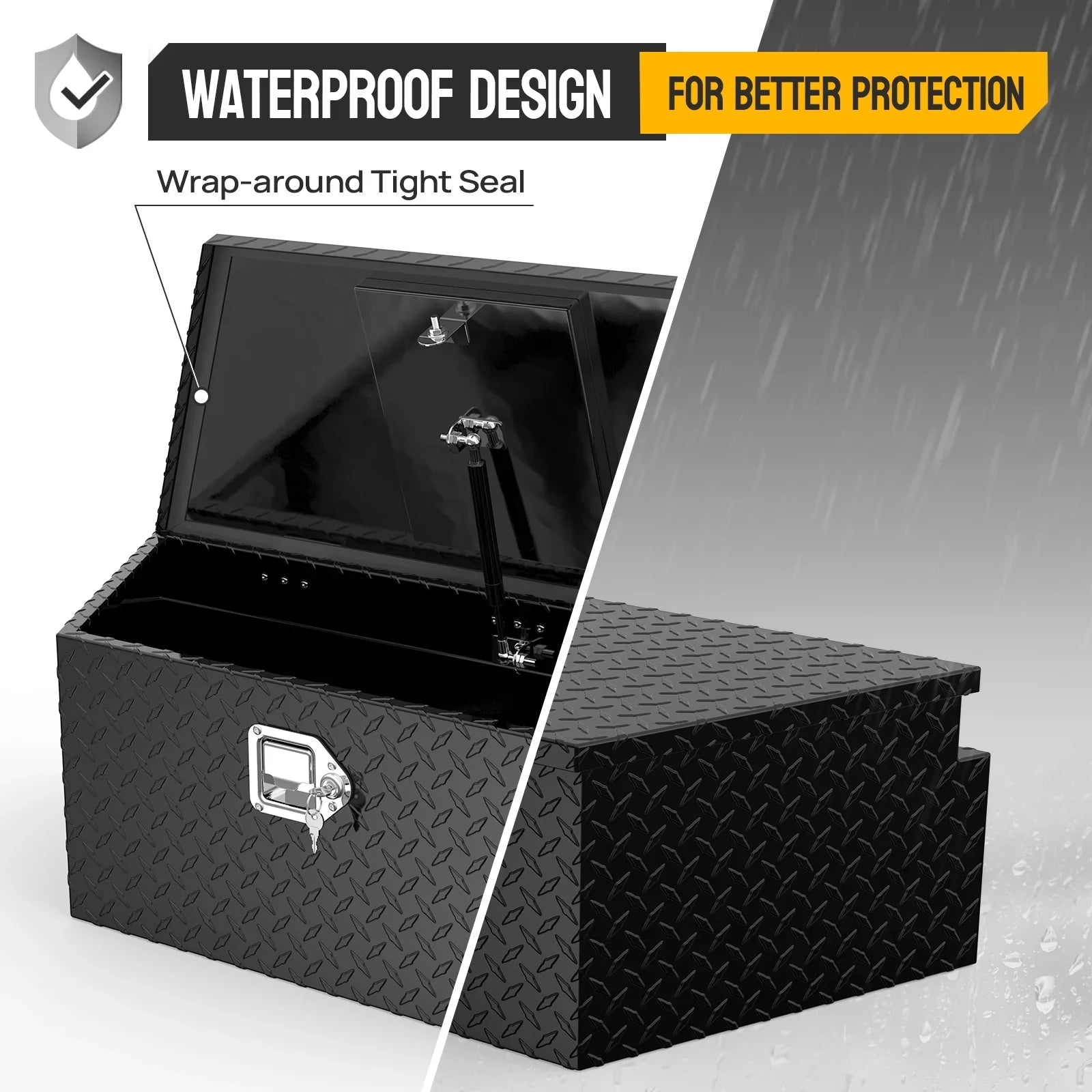 Keys, Trailer Tongue Trailer, 39 Box Inch Bed, Diamond for Organizer TUFFIOM Storage Toolbox Pickup Truck Aluminum RV, Plate with Black Tool Truck ATV, & Lock