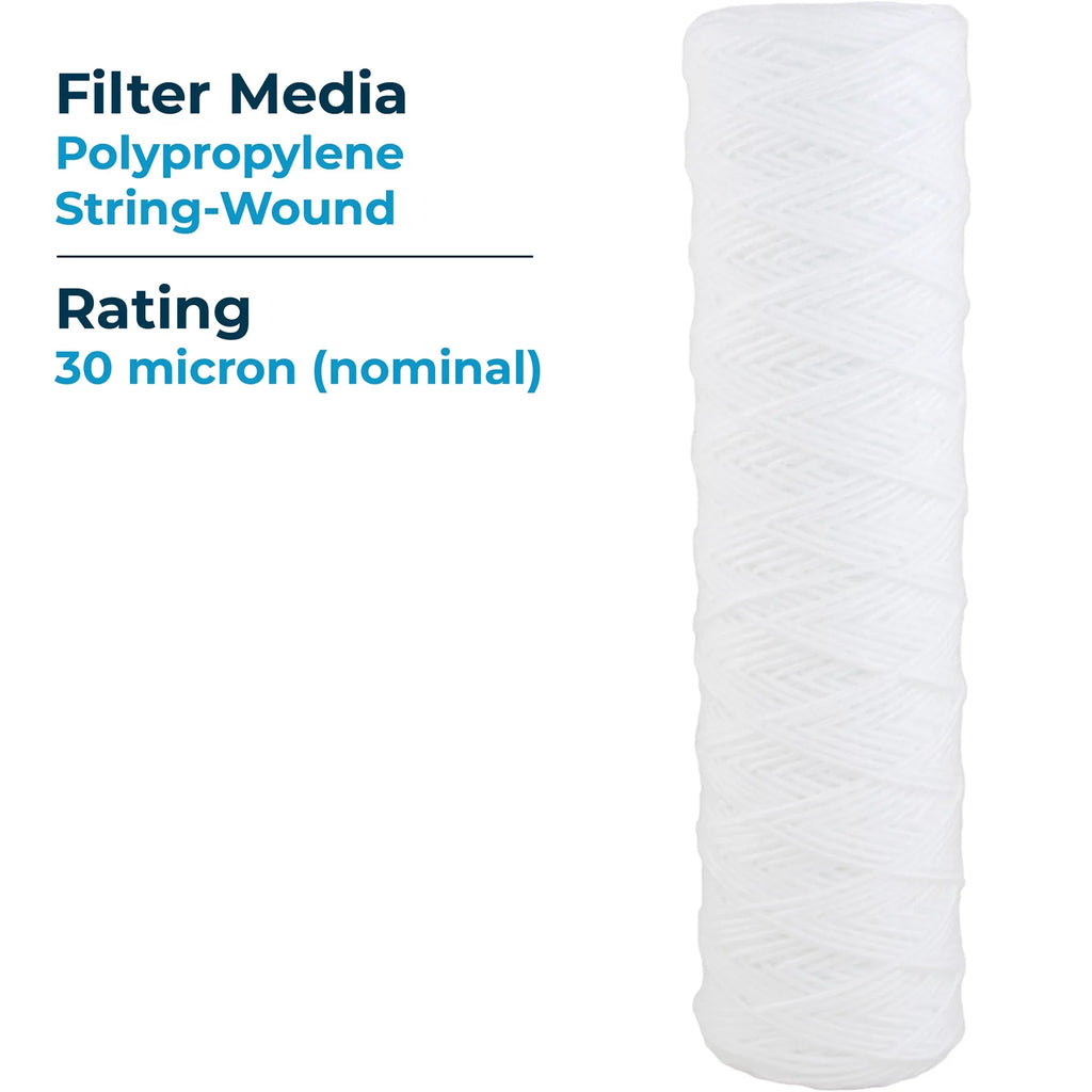 10 Wound x Filter, Micron (24 Polypropylene 30 Pack) SpiroPure String 2.5"