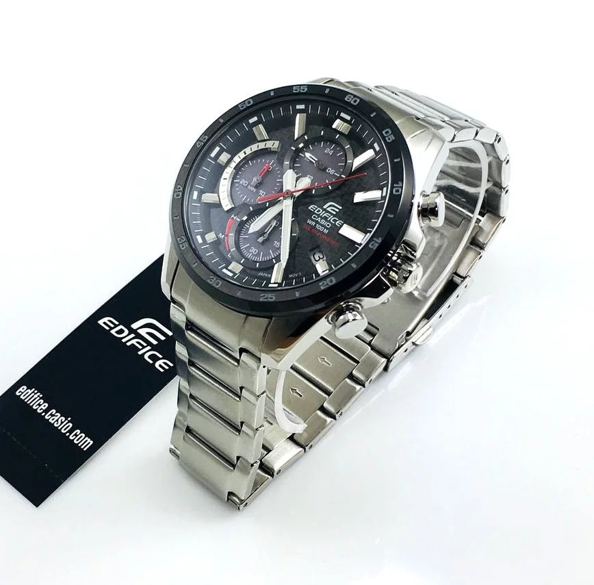 EQS-900DB-1AVCR Steel Edifice Men's Casio Watch Stainless Chronograph Solar-Powered