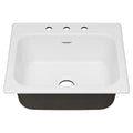 Kitchen Drop-in in Sink Bowl Quince in. American Cast 3-Hole Single White Standard 25 Brilliant Iron