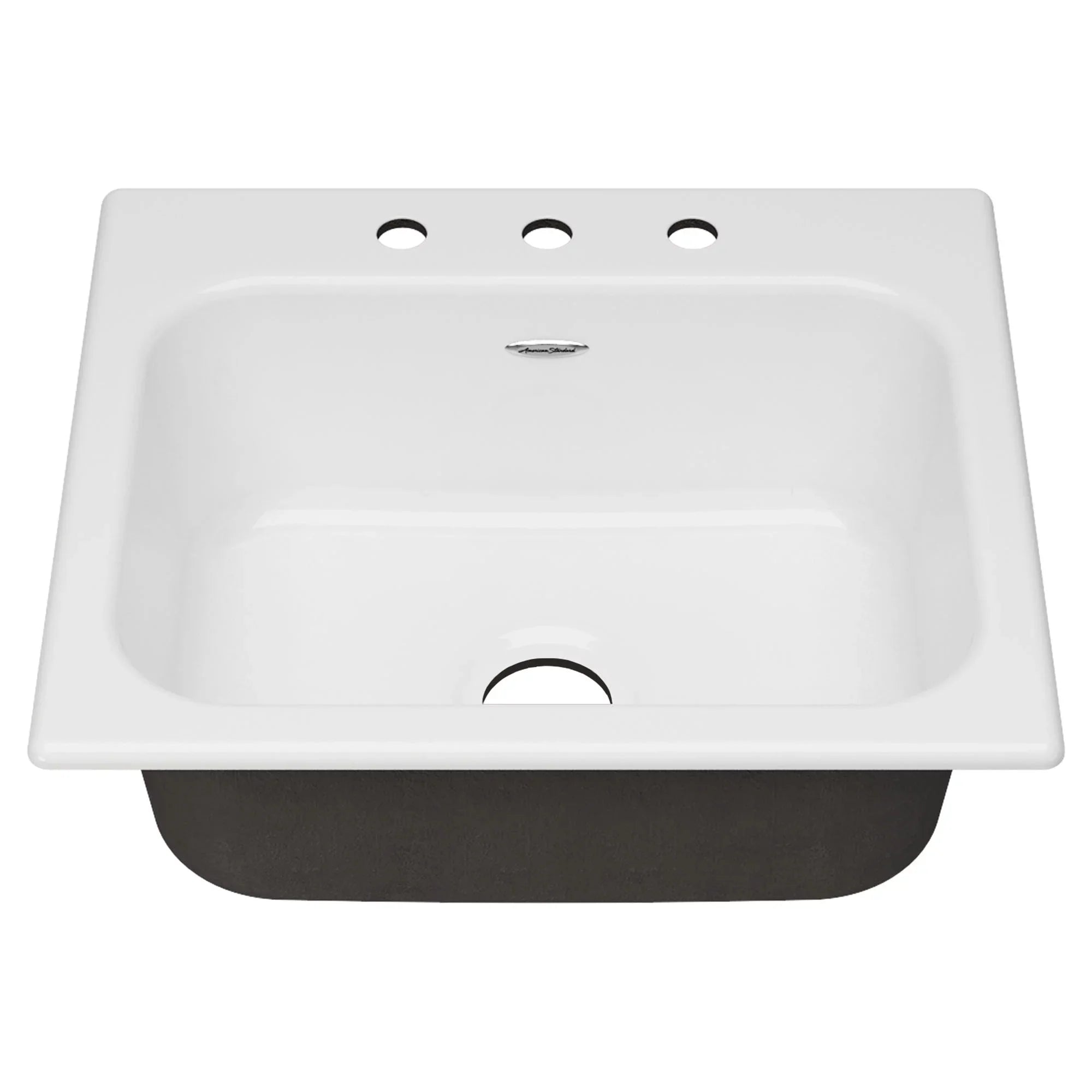 Kitchen Drop-in in Sink Bowl Quince in. American Cast 3-Hole Single White Standard 25 Brilliant Iron