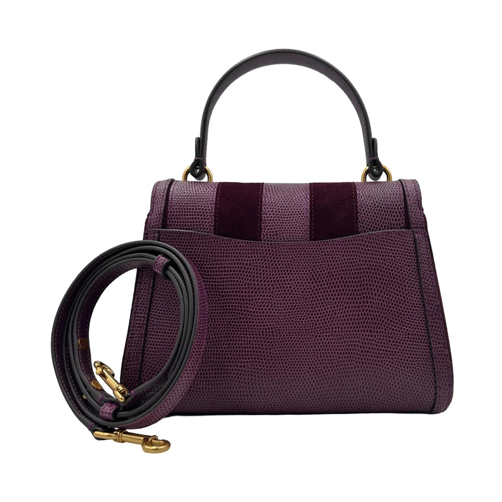 Spade Lizard-embossed Bag Small Top-handle Katy Burgundy - Kate Striped