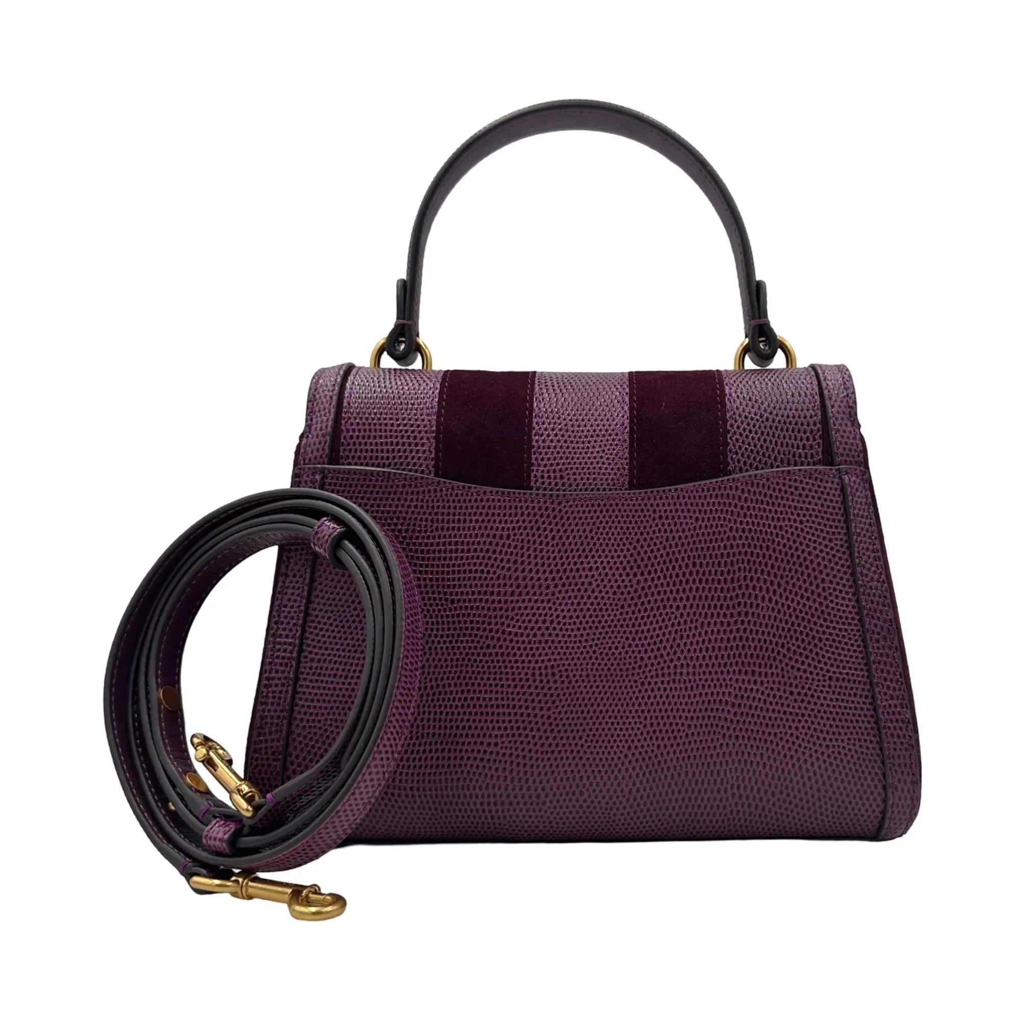 Spade Lizard-embossed Bag Small Top-handle Katy Burgundy - Kate Striped