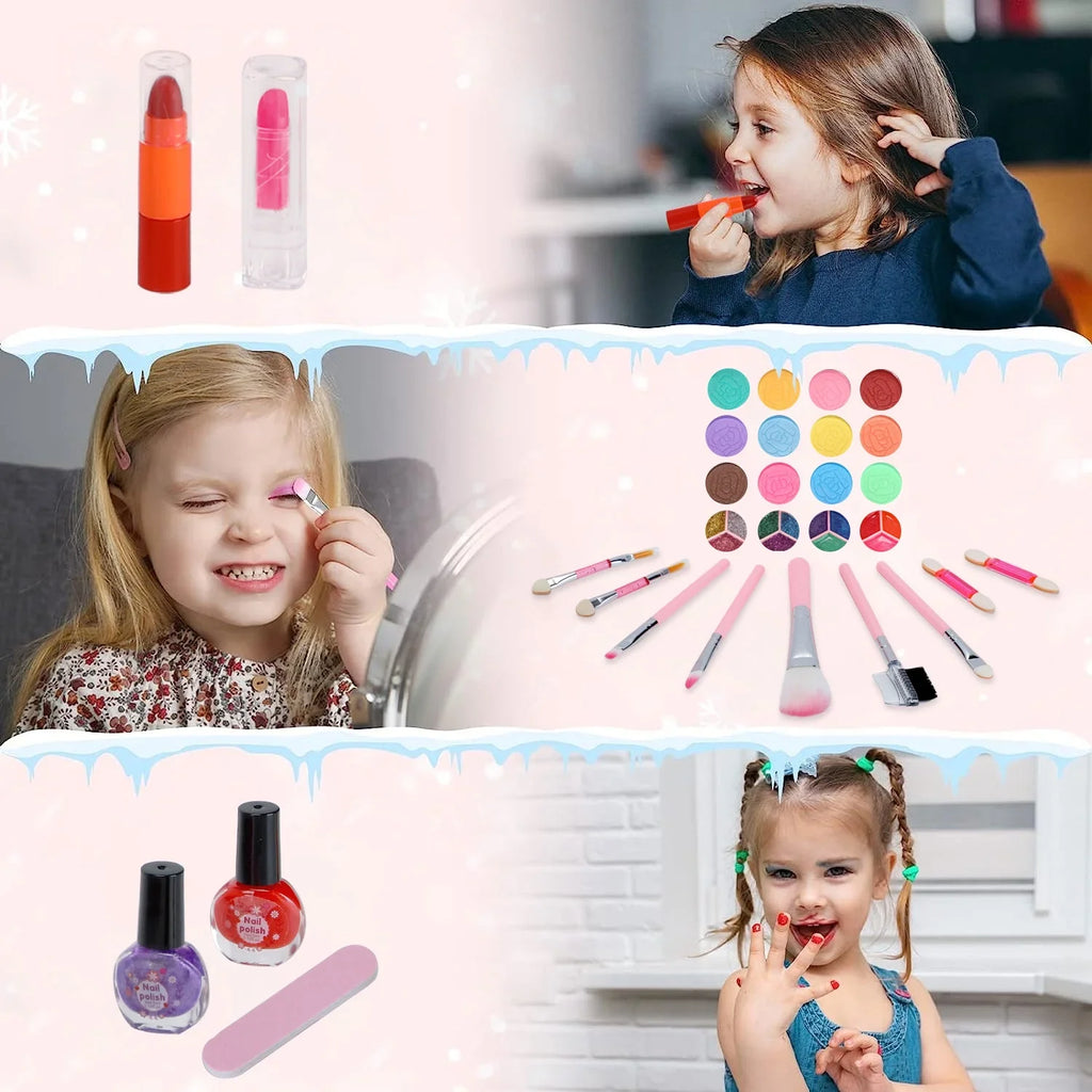 Kids Frozen 42 Makeup WATTNE Set (Pink) Girl & Non-Toxic Pcs Gift for Makeup Real Toys Kit for Christmas Old Washable Year Set, Girl Cosmetic Safe Toddler Kit, & 3-12 Makeup Kids Birthday Makeup