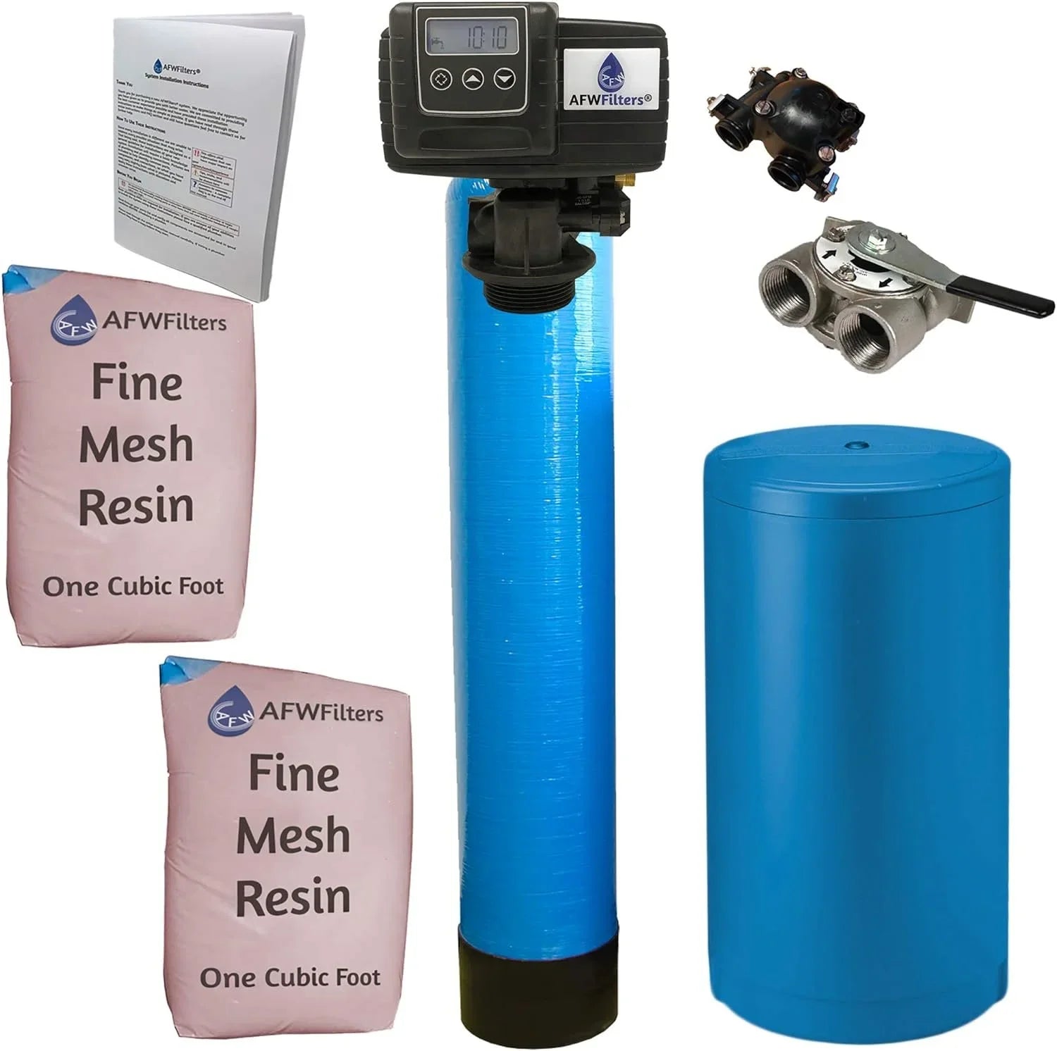 Steel Blue Fine with Connection, Mesh FNPT AFWFilters Pro 2 cubic and Softener 64k Foot Tanks Iron Home Stainless Whole Water Resin,1"
