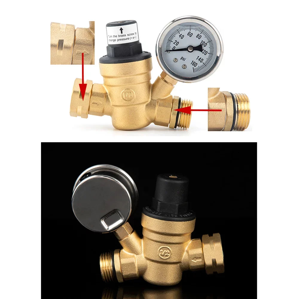 with Screened Durable Brass Inlet Filter Pressure RV System Valve Regulator Water for Plumbing Ideal Yabuy