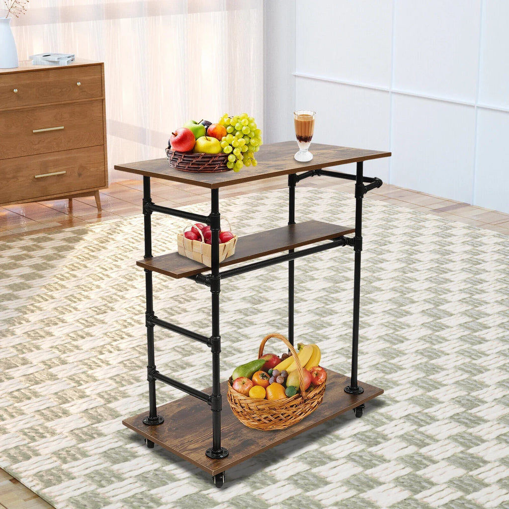 Universal Kitchen Wheels W/ Removable x17.7"W Cart Hooks x39.4"H 3 Layers 31.5"L