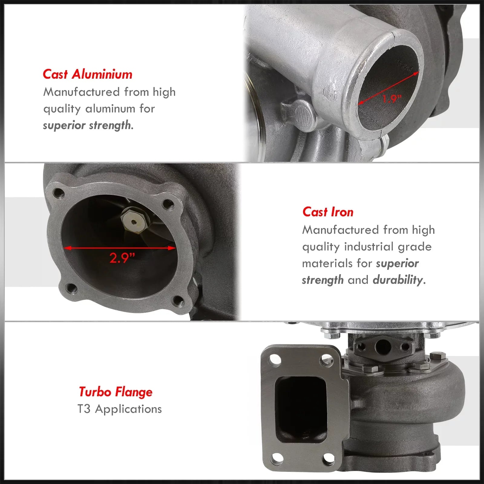 For AR GT30 Distributors Anti-Surge GT3582 Turbine Cooled 0.70 Flange Car Universal GT35 GTX3582R 4-Bolt T3 A/R & Water Charger 0.82 Compressor Turbo Oil AJP Boost Turbocharger Compatible/Replacement