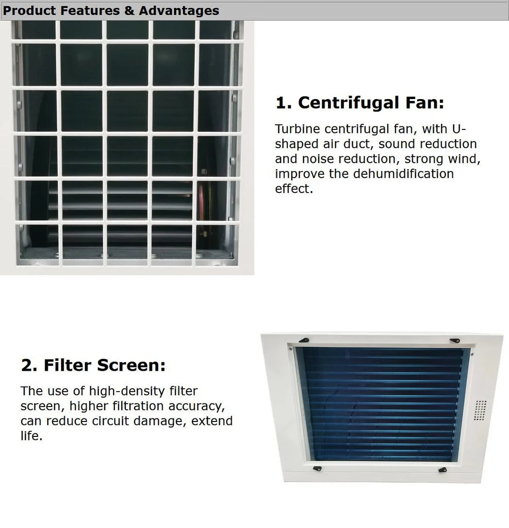 338Pint/D Commercial Household Ceiling-Type Basement Greenhouses Warehouse Dehumidifier Planting