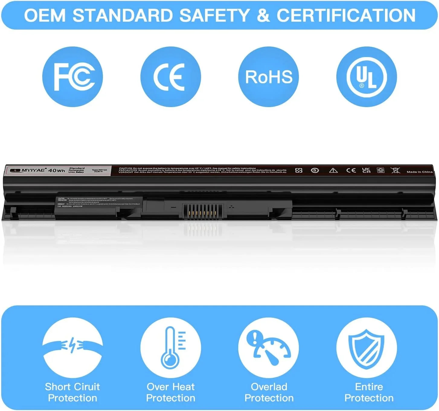 5458 y 5558 14.8V 5559 5756 15 for Inspiron Replacement 5758 M5Y1K Dell 5759 3000 3451 5755 40Wh 5000