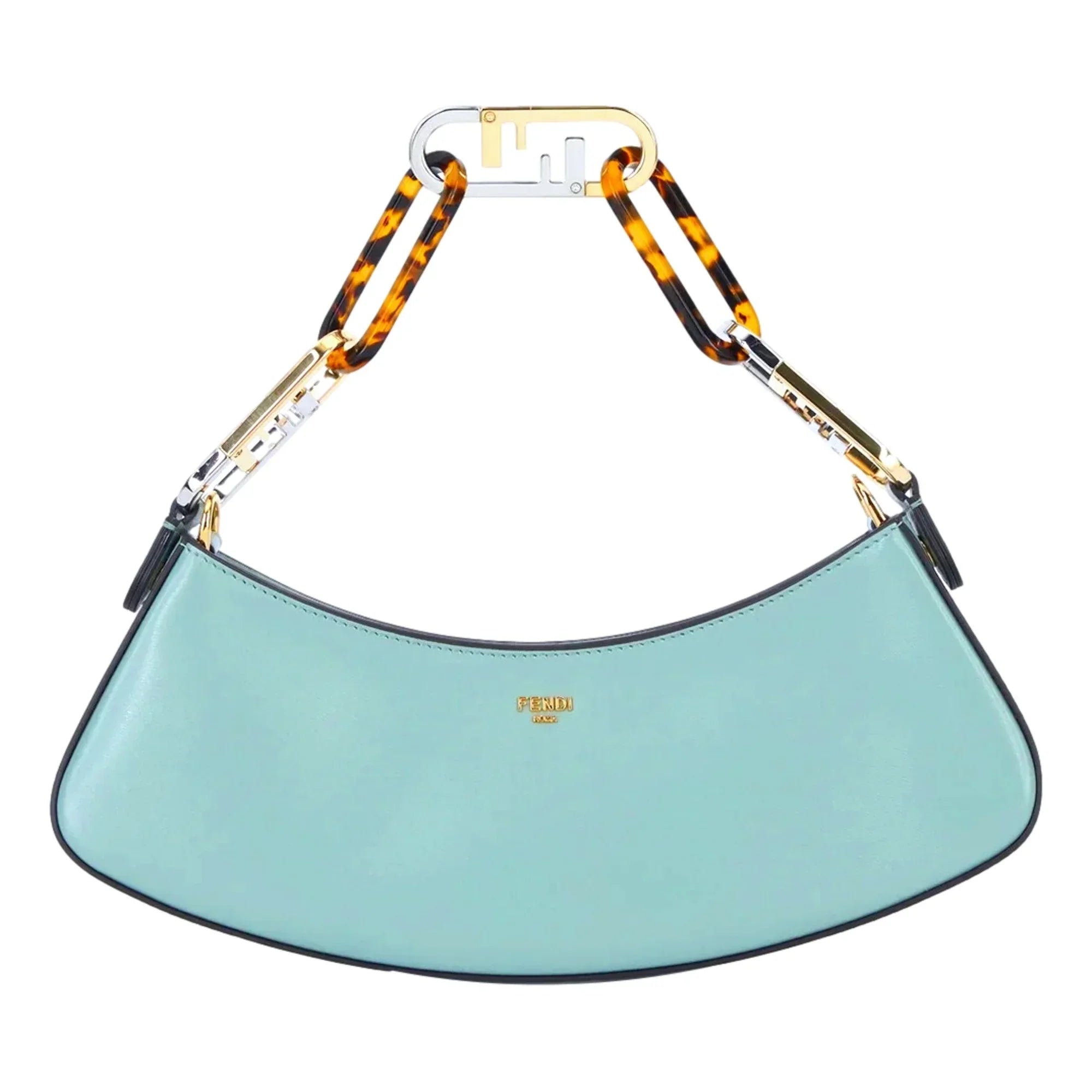 Calf Hobo Blue Shoulder Fendi Tiffany Bag Swing O'Lock Leather Small