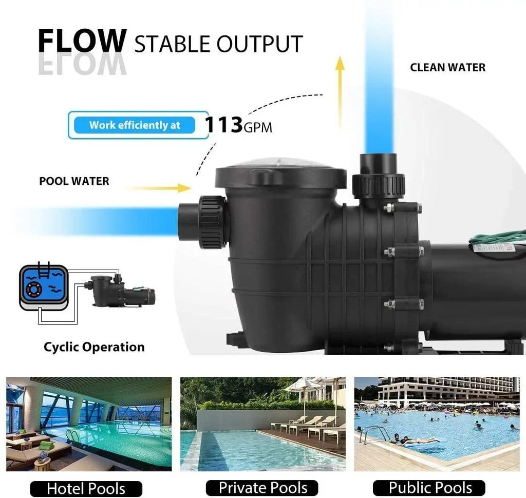 Denest Swimming Above Hbp1500¢¢ Inground/ 2.0hp Pump Ground Strainer 1500w with and Basket Pool Connectors