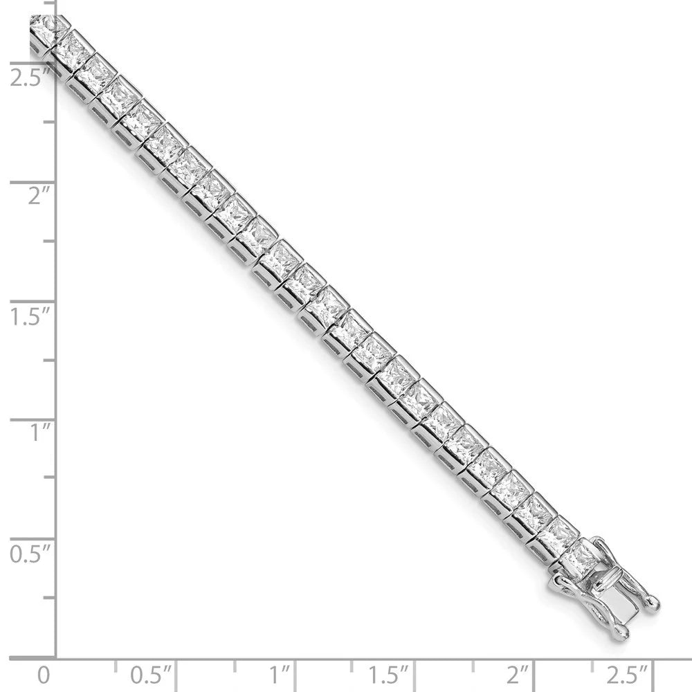 925 Women(L- for 7.5 inch Rhodium Plated Tennis Zirconia Auriga Bracelet 7.5inch) Sterling Silver