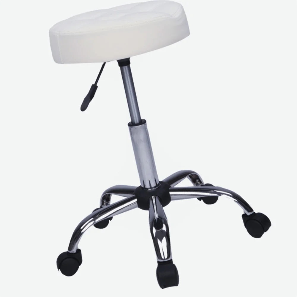 Backrest Stool Beauty for Clinic, Stool and with Salon, Technician Suitable Home Office Kitchen, Five-Star Medical White Feet Studio Round Plating