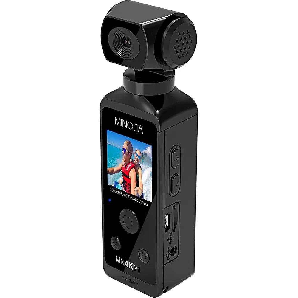 (Black) & 4K Waterproof Minolta HD Ultra Housing Pocket w/WiFi MN4KP1 Camcorder
