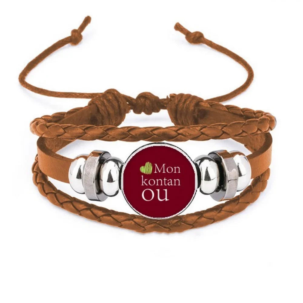 Affection Jewelry I Language Ornament Bracelet Dialect You Wristband Leather Creole Love
