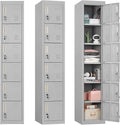 SUNCROWN Lockable Home, School, Storage Office, Gray Cabinet Locker Gym, 6 Door for with Metal
