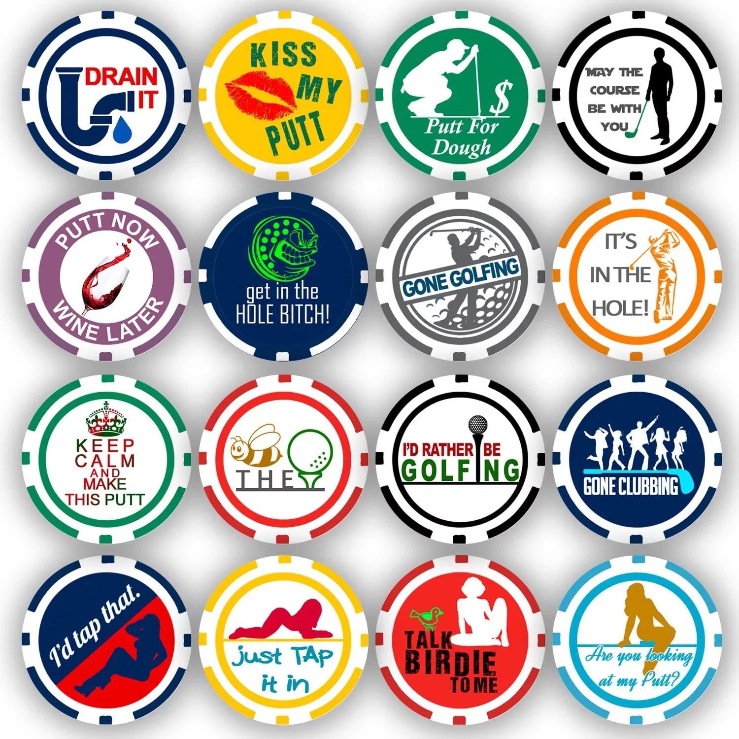 11.5 Ball Marker Gram Chips (16-Pack) DA Golf Chip VINCI Poker Collection,