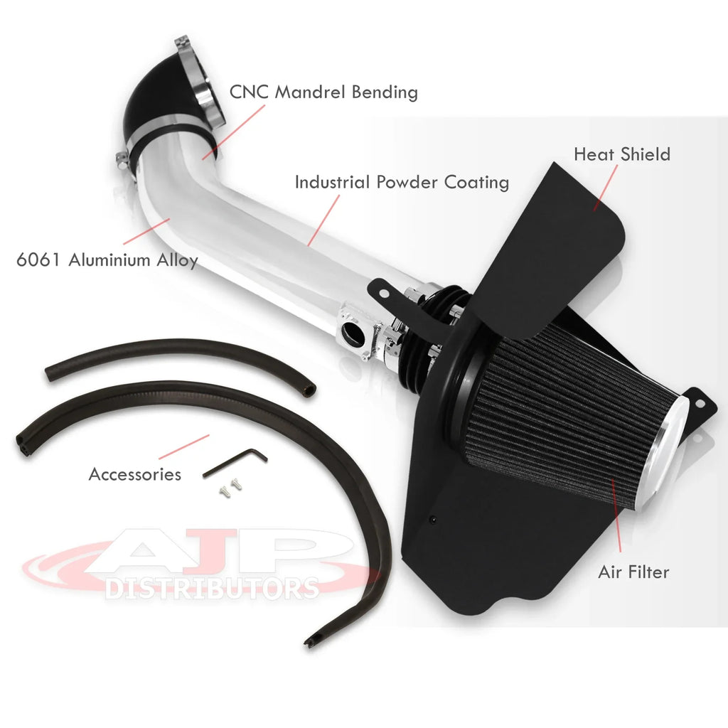 Silverado Distributors XL Filter Induction + Tahoe Intake Compatible/Replacement Aluminum Air GMC Cold Yukon Chevy Sierra Heat V8 Pipe For Avalanche Suburban AJP System Polish Escalade Cadillac Shield
