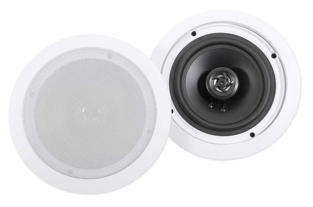 Ceiling Receiver+(8) LED Tube Theater Speakers Rockville Amp/Home 6.5" White
