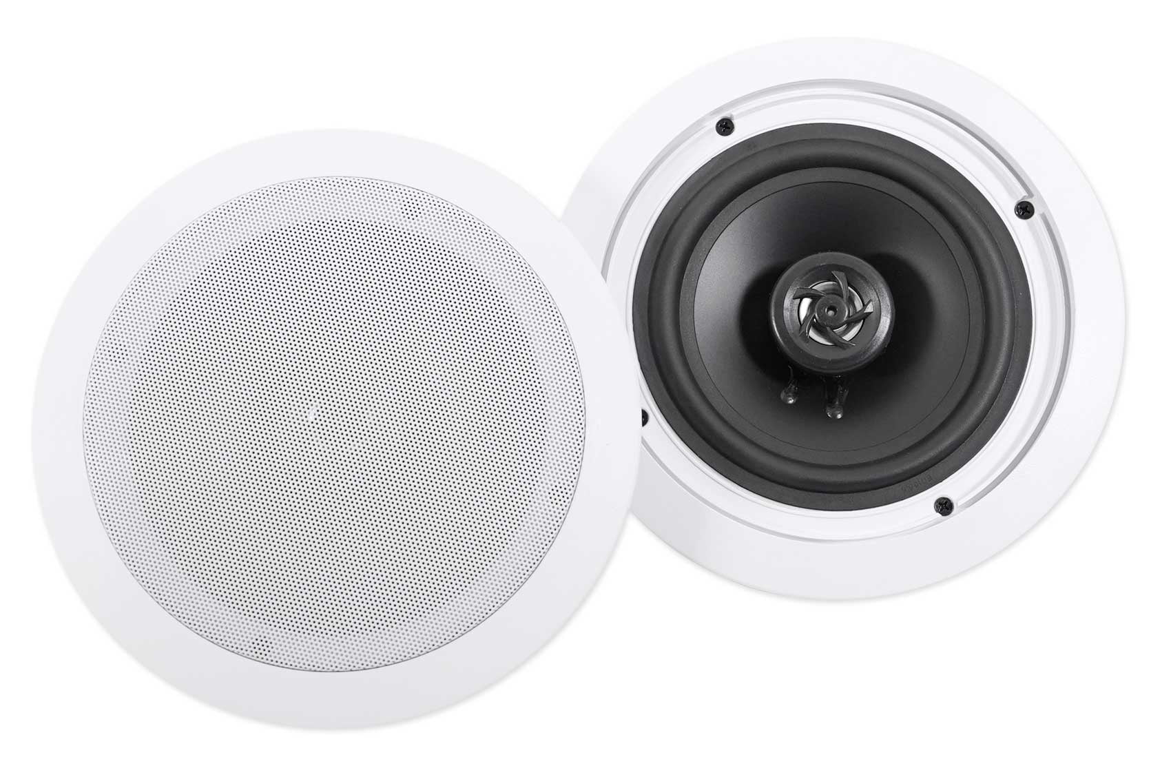 Ceiling Receiver+(8) LED Tube Theater Speakers Rockville Amp/Home 6.5" White