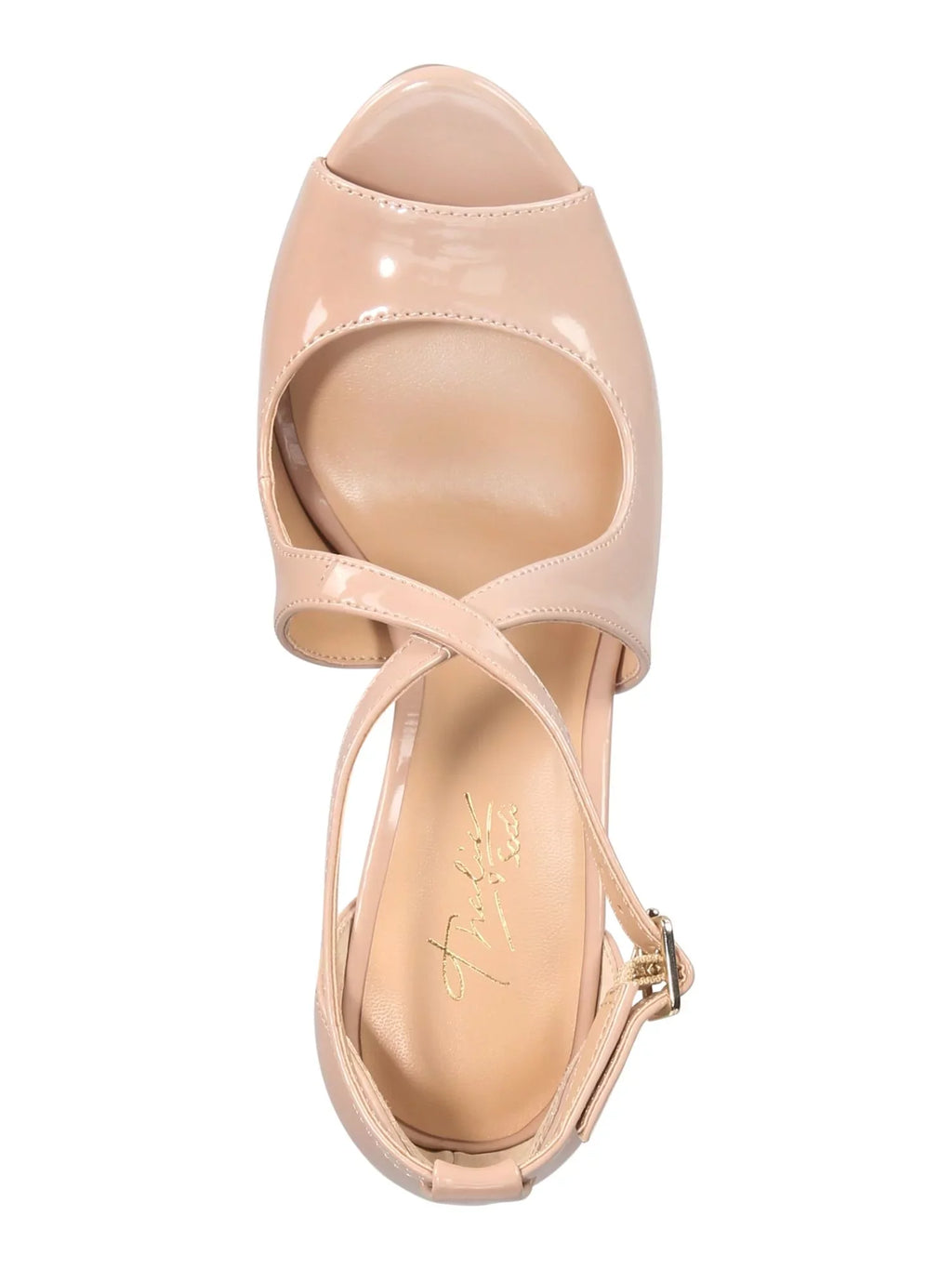 Beige 8 Toe Platform Padded Shoes Crisscross Pumps Adjustable 1" Charm Buckle Round MISCHKA Charly M BADGLEY Womens Buckle Stiletto Straps JEWEL