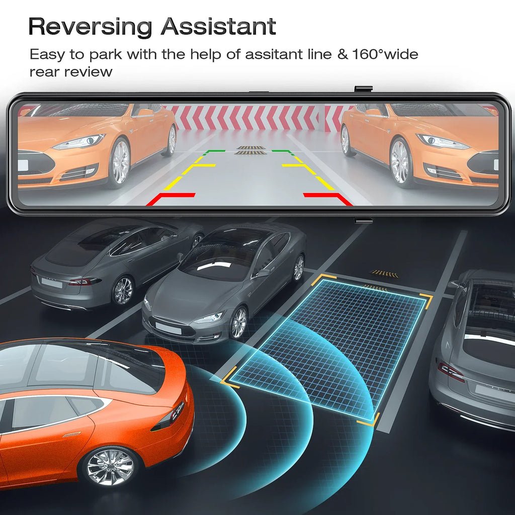 Touch 4K View Dash Vision Mirror Sensor GPS, with Cam, Cam, Super Camera, Night Parking Rear Screen Assist, Dash 12" TOGUARD Dual Sony Mirror
